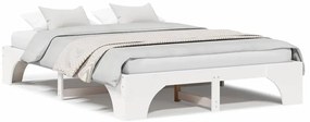 Cama Branca 160x200 cm de Madeira de Pinho Maciça