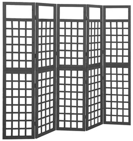 Biombo/treliça 5 painéis abeto maciço 201,5x180 cm preto
