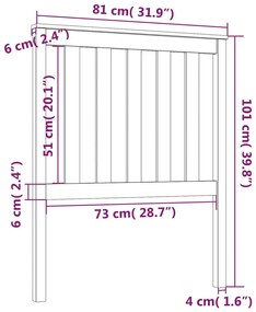Cabeceira de cama 81x6x101 cm pinho maciço preto