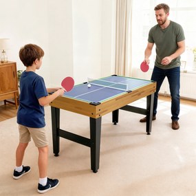 Mesa Multijogos 13 em 1 Mesa de Jogo com Matraquilho Bilhar Ping-Pong Hóquei Xadrez Damas Backgammon e Acessórios 121x109x80 cm Madeira e Preto