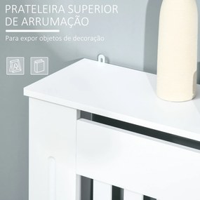 Cobertura Radiador 78x19x81 cm Cobertura para Radiador de MDF com Desenho Moderno e Prateleira Branco