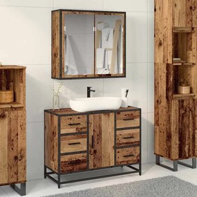 vidaXL Conjunto de Móveis para Banheiro com porta 2 pcs Madeira antiga