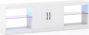 Móvel para TV até 85" com 195 x 30 x 55 cm de  3 em 1 com luzes LED e prateleiras de vidro ajustáveis branco