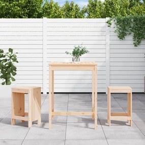 vidaXL 3 pcs conjunto de bar para jardim madeira de pinho maciça