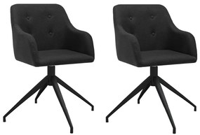 vidaXL Cadeiras de jantar giratórias 2 pcs tecido preto