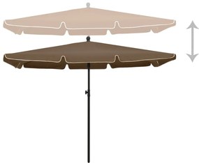 Guarda-sol de jardim c/ mastro 210x140 cm cinzento-acastanhado