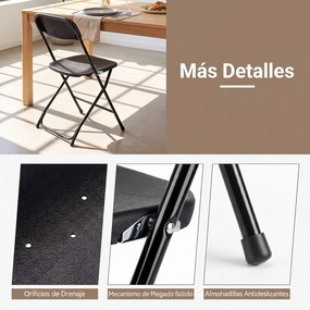 Conjunto de 4 Cadeiras de Jantar Dobráveis (MESA NÃO INCLUIDA), 44 x 49 x 80 cm, Encosto Inclinado, Preto