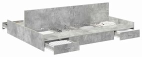 Estrado de cama com arrumação Cinzento cimento 140 x 190 cm