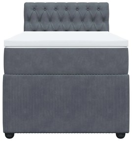 Cama com molas/colchão 100x200 cm veludo cinza-escuro