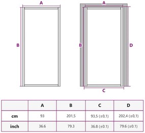 Porta interior 93x201,5 cm vidro temperado e alumínio dourado