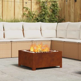 vidaXL Fire Pit Castanho 60 x 60 x 30 cm Aço resistente às intempéries