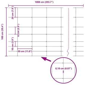 Cerca de Campo 1x10 m em Aço Galvanizado