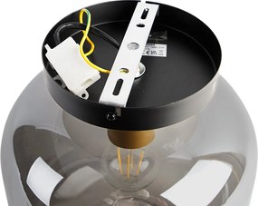 Candeeiro de teto design preto e dourado com vidro fumê - Zuzanna