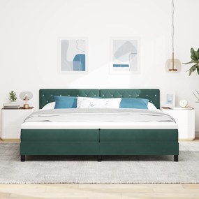 Cama Box Spring com Colchão verde escuro 200x200 cm de Veludo