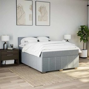 Cama com molas/colchão 140x200 cm tecido cinzento-claro