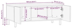 Mesa de centro 100x54x40cm madeira de mangueira maciça castanho