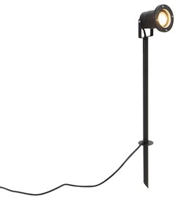 Foco de jardim ajustável preto IP44 com cabo e ficha - Basic Moderno