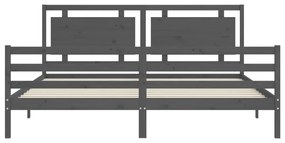Estrutura de cama com cabeceira 200x200 cm madeira maciça cinza