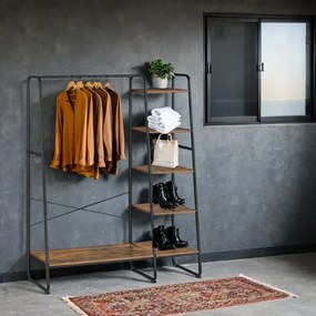 Guarda Roupa aberto com 5 níveis 45 x 120 x 160 cm castanho vintage-preto