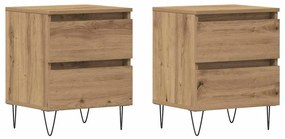 Mesas de cabeceira vidaXL 2 pcs Carvalho Artisan 40x35x50 cm Madeira d