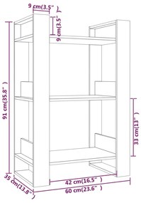 Estante/divisória 60x35x91 cm madeira de pinho maciça