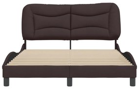 Estrutura de cama sem colchão 120x200 cm tecido castanho-escuro