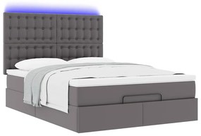 Estrutura de cama otomana com colchão 140x190 cm cinzenta