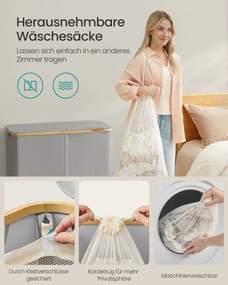 Cesto da roupa suja 200 L,  78 x 38,5 x 70,5 cm com tampa Cinza