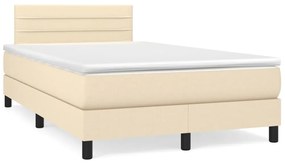 Cama box spring c/ colchão e LED 120x190 cm tecido cor creme