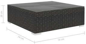 9 pcs conjunto lounge de jardim c/ almofadões vime PE preto
