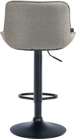 Banco alto em tecido com estrutura preta 85-106 x 49 x 51 cm castanho acinzentado