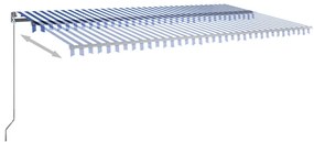 Toldo autom. c/ LED e sensor de vento 600x350 cm azul/branco