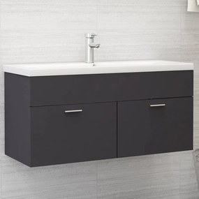 vidaXL Armário de lavatório 100x38,5x46 cm derivados de madeira cinza