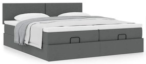 Estrutura de cama otomana com colchões tecido cinzento escuro