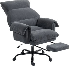 HOMCOM Cadeira de Secretária com Apoio para os Pés Encosto Reclinável e Acolchoada Espesso 80x80x106-114 cm Cinzento | Aosom Portugal