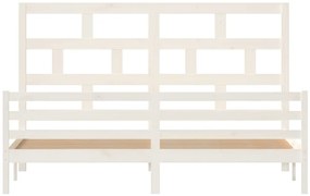 Estrutura de cama 200x200 cm madeira de pinho maciça branco