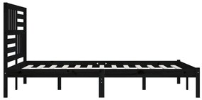 Estrutura de cama 200x200 cm pinho maciço preto