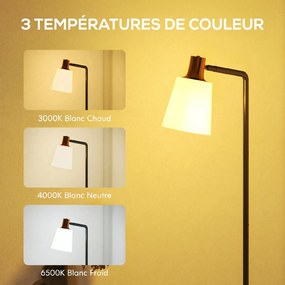 Candeeiro de pé para sala de estar 45 x 21 x 148 cm com cabeça giratória a 350°, candeeiro de pé moderno com 3 temperaturas de cor, preto