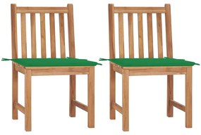 vidaXL Cadeiras de jardim c/ almofadões 2 pcs teca maciça