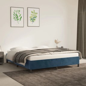 Estrutura de cama 160x200 cm veludo azul-escuro