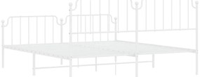 Estrutura de cama com cabeceira e pés 183x213 cm metal branco