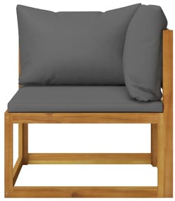 5 pcs conj. lounge jardim c/ almofadões madeira acácia maciça