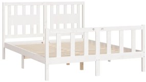 Estrutura de cama com cabeceira 160x200 cm pinho maciço branco