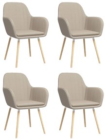 vidaXL Cadeiras de jantar com apoio de braços 4 pcs tecido cor creme