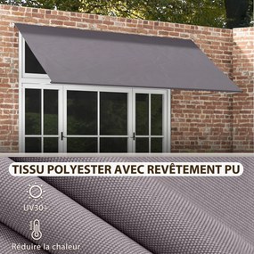 Toldo manual retrátil com inclinação ajustável, 300 x 120 cm, proteção UV, alumínio e poliéster cinzento escuro