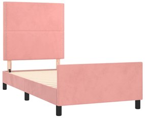 Estrutura de cama c/ cabeceira 80x200 cm veludo rosa