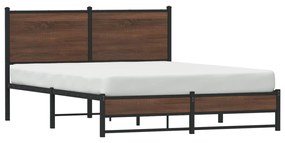 Estrutura de cama sem colchão 140x200cm metal carvalho castanho