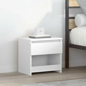 Mesas de cabeceira 2 pcs 40x30x39 cm contrapl. branco brilhante