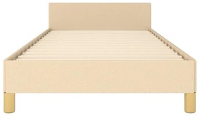 Estrutura cama c/ cabeceira sem colchão tecido 90x190 cm creme