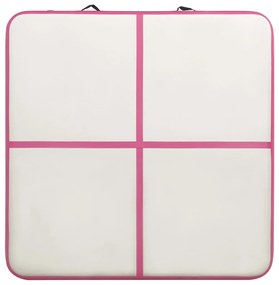 Colchão de ginástica insuflável c/ bomba 200x200x10 cm PVC rosa